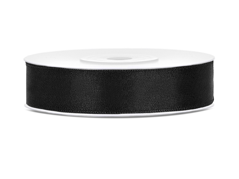 PD Satin Ribbon Black 12mm/25m 1pk