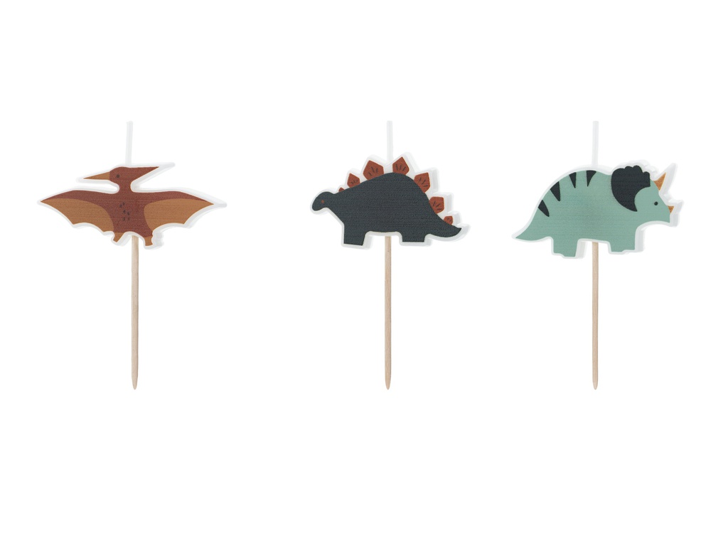 PD Candles Dinosaur 3cm 3pk