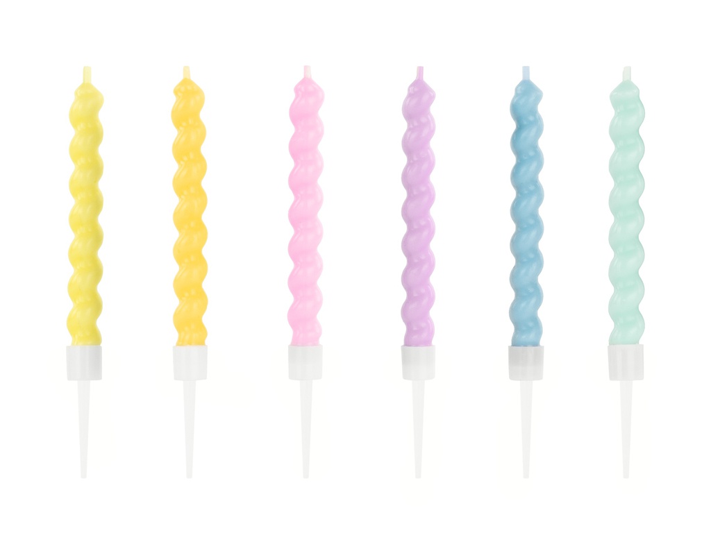 PD Candles Pastel Curly 8.5cm 6pk