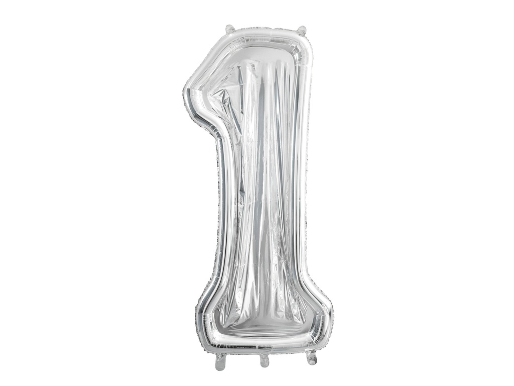 PD Number Frame '1' for Latex Balloons 126cm Silver