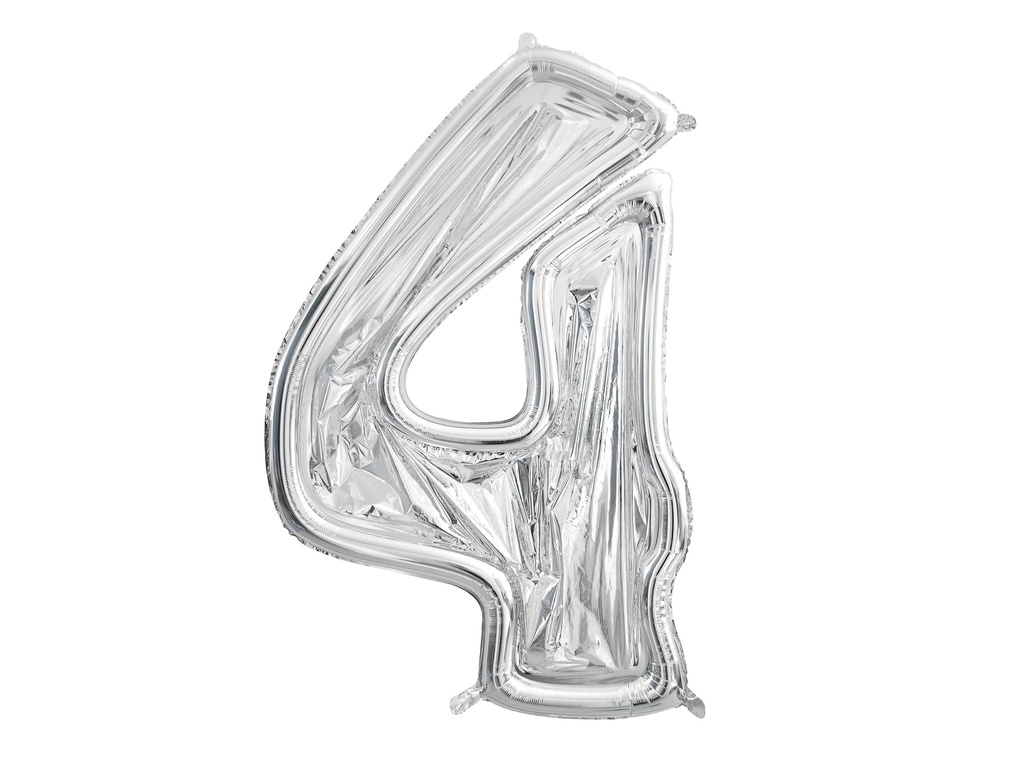 PD Number Frame '4' for Latex Balloons 126cm Silver