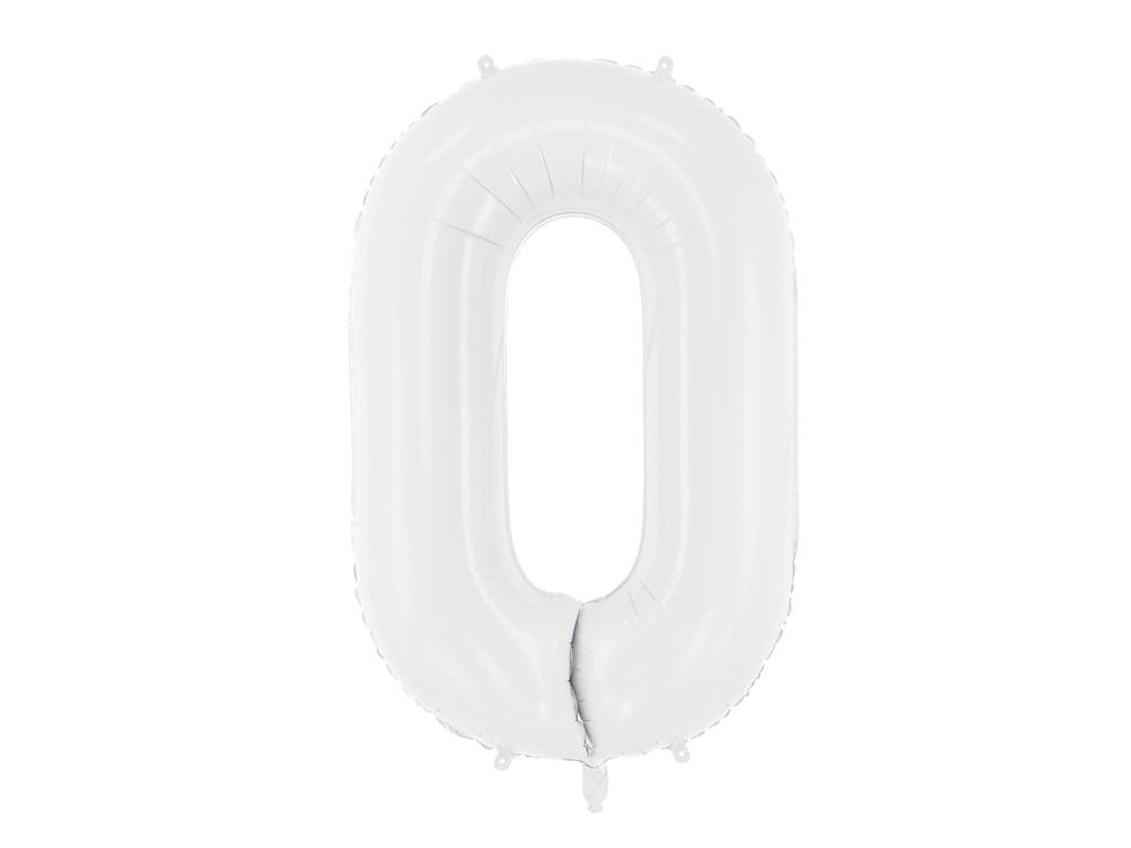 PD Foil Balloon Number ''0'' 86cm White 1pk
