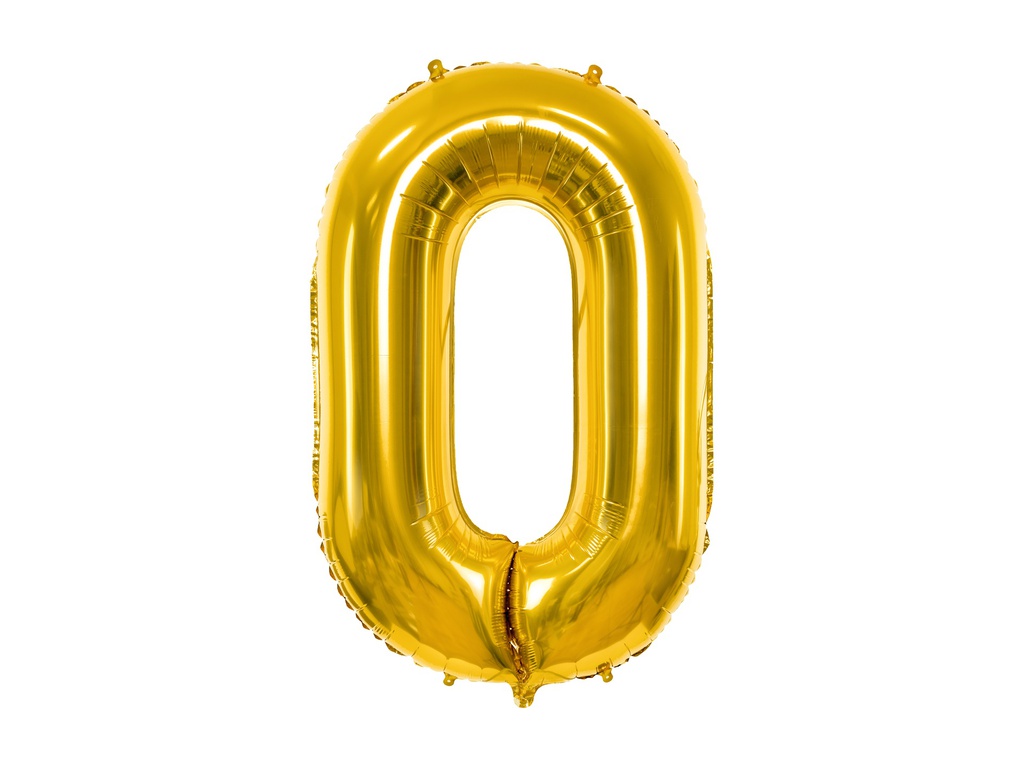 PD Foil Balloon Number ''0'' 86cm Gold 1pk