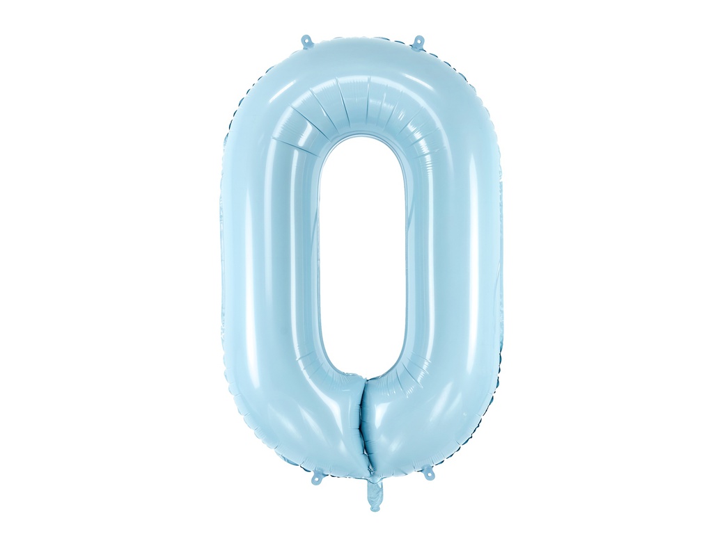 PD Foil Balloon Number ''0'' 86cm Light Blue 1pk