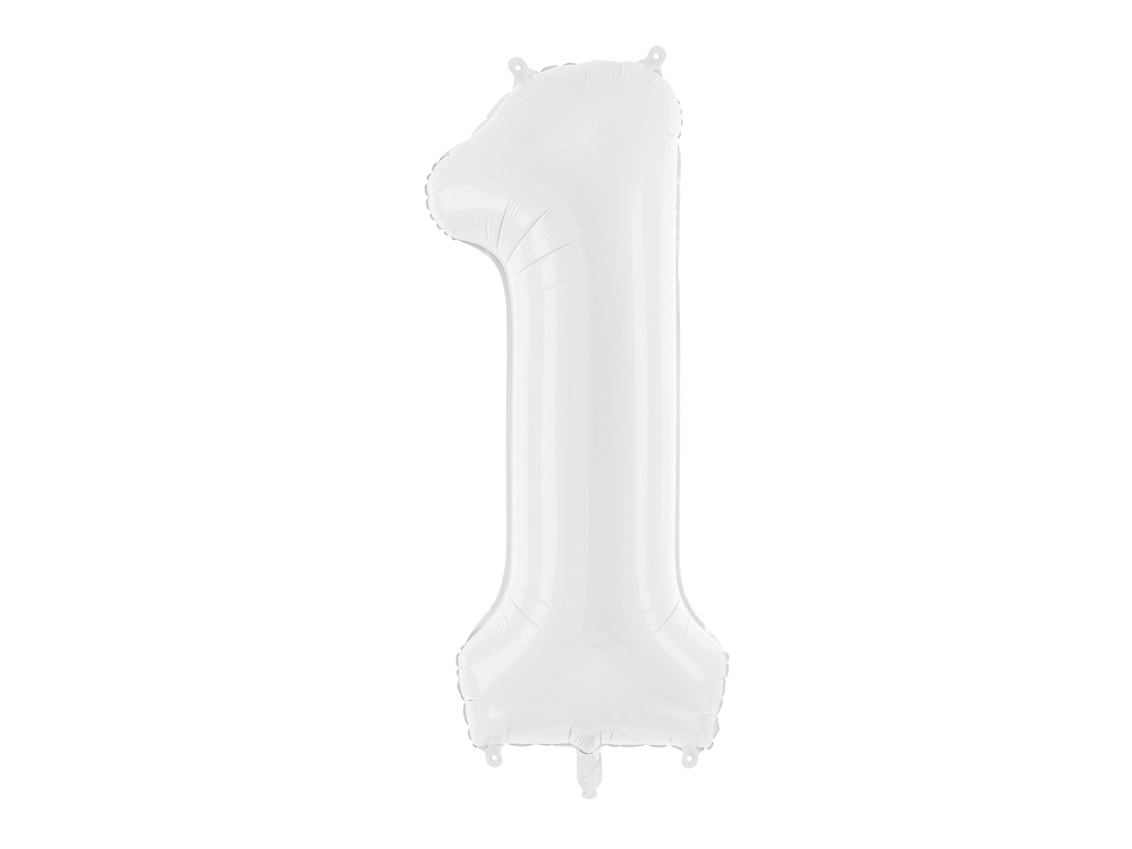 PD Foil Balloon Number ''1'' 86cm White 1pk
