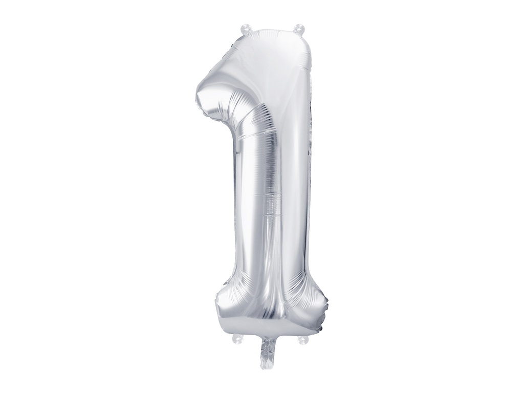 PD Foil Balloon Number ''1'' 86cm Silver 1pk