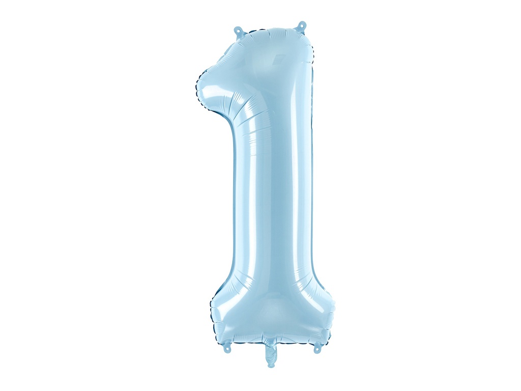 PD Foil Balloon Number ''1'' 86cm Light Blue 1pk