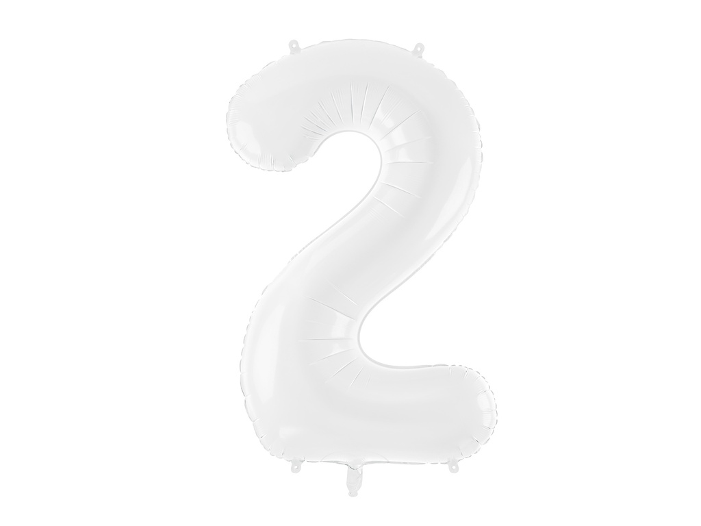 PD Foil ballon Number ''2'' 86cm White 1pk