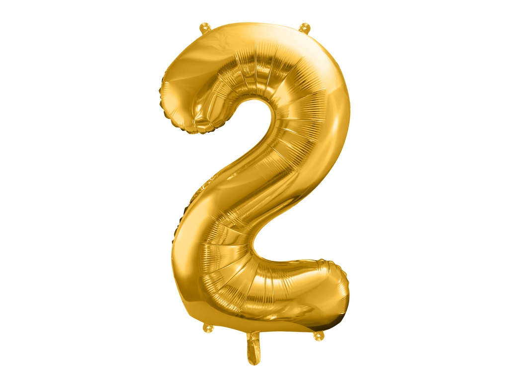 PD Foil Balloon Number ''2'' 86cm Gold 1pk