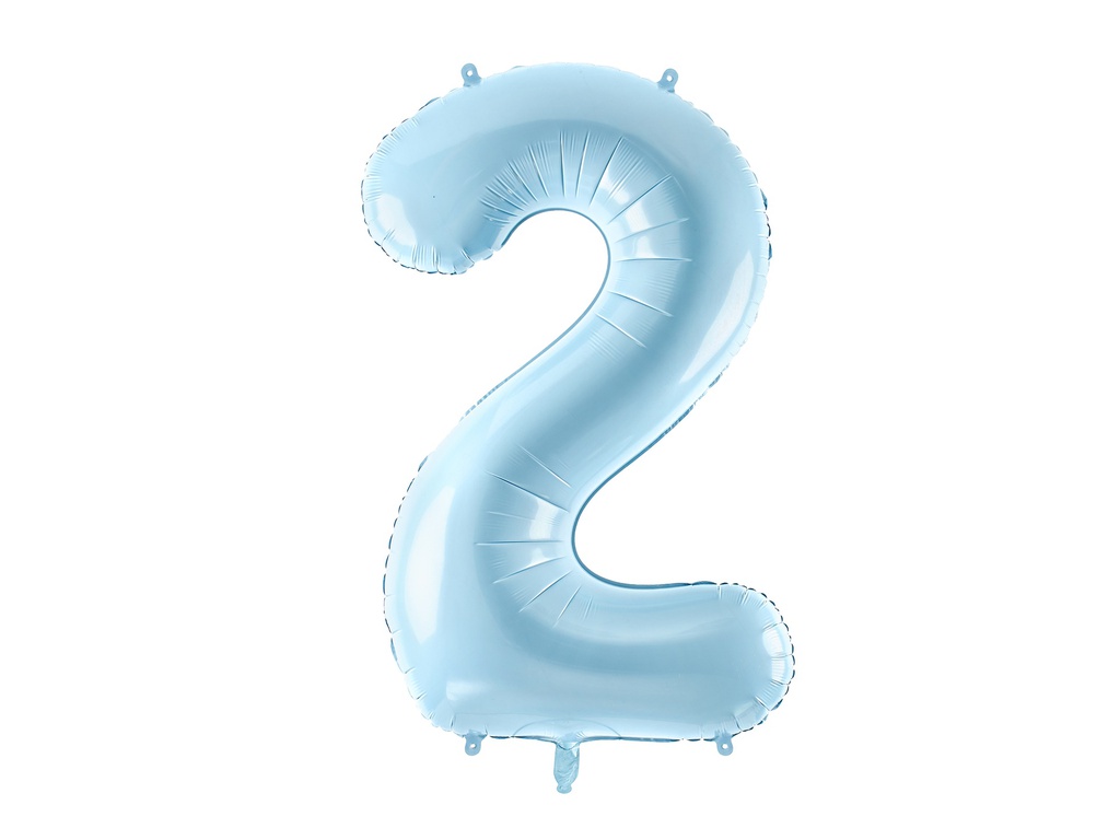 PD Foil Balloon Number ''2'' 86cm Light Blue 1pk