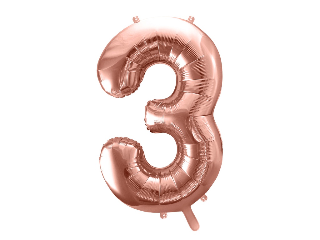 PD Foil Balloon Number ''3'' 86cm Rose Gold 1pk