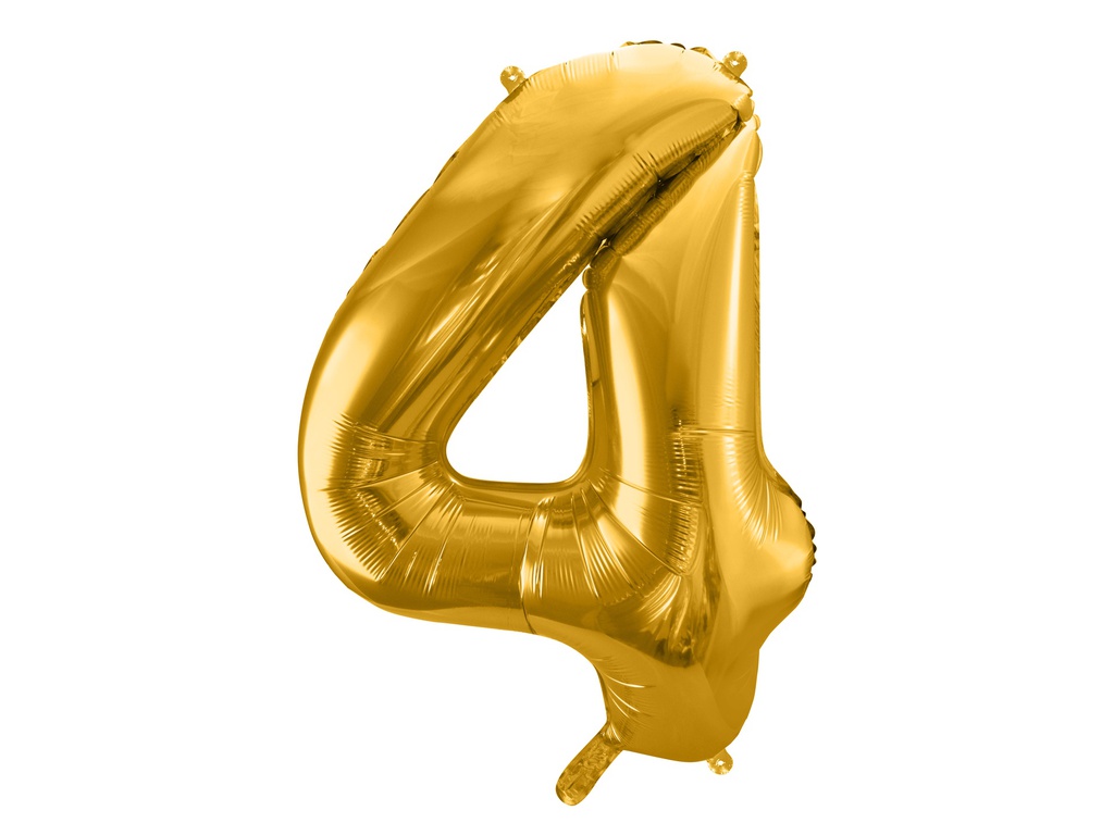 PD Foil Balloon Number ''4'' 86cm Gold 1pk