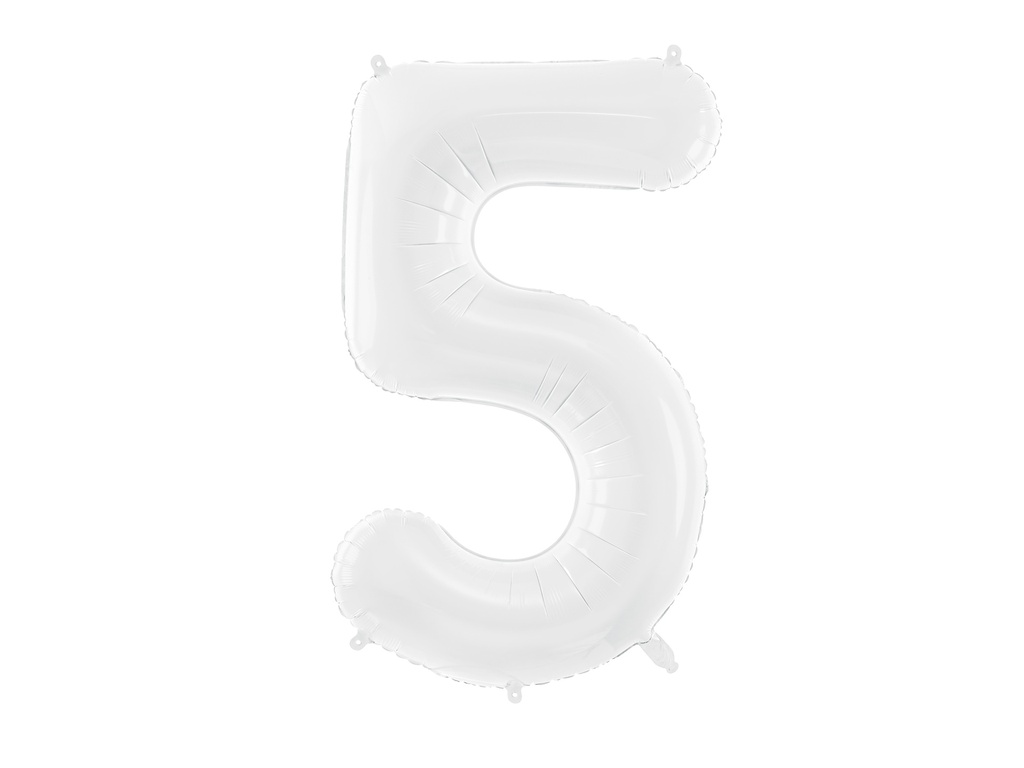 PD Foil ballon Number ''5'' 86cm White 1pk