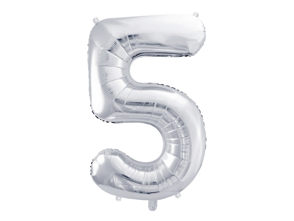 PD Foil Balloon Number ''5'' 86cm Silver 1pk
