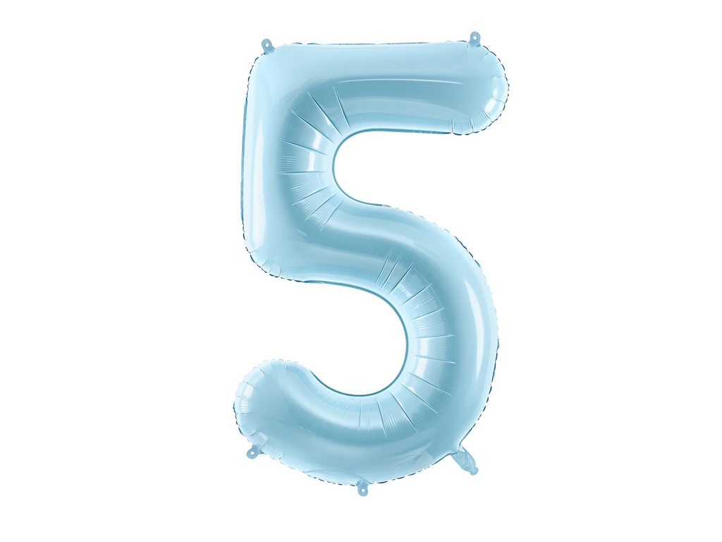 PD Foil Balloon Number ''5'' 86cm Light Blue 1pk