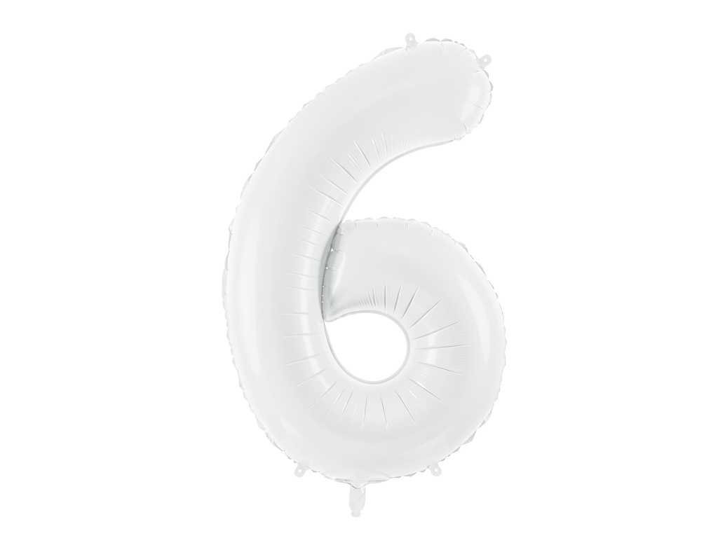 PD Foil ballon Number ''6'' 86cm White 1pk