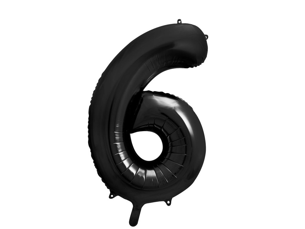 PD Foil Balloon Number ''6'' 86cm Black 1pk