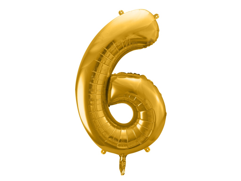 PD Foil Balloon Number ''6'' 86cm Gold 1pk