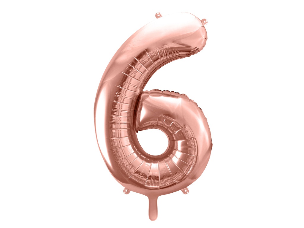 PD Foil Balloon Number ''6', 86cm Rose Gold 1pk