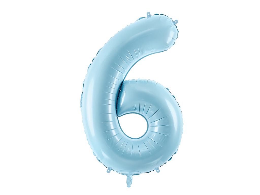 PD Foil Balloon Number ''6'' 86cm Light Blue 1pk