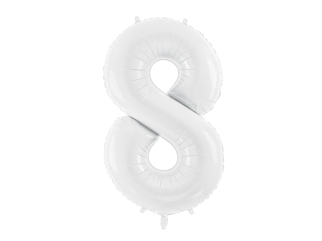 PD Foil ballon Number ''8'' 86cm White 1pk