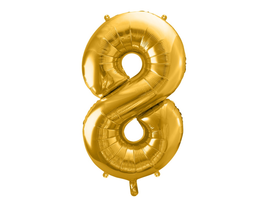 PD Foil Balloon Number ''8'' 86cm Gold 1pk
