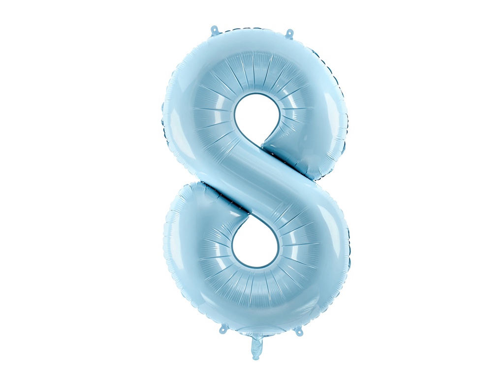 PD Foil Balloon Number ''8'' 86cm Light Blue 1pk