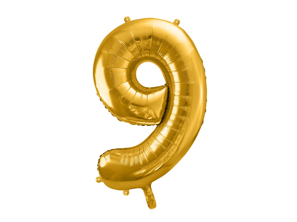 PD Foil Balloon Number ''9'' 86cm Gold 1pk