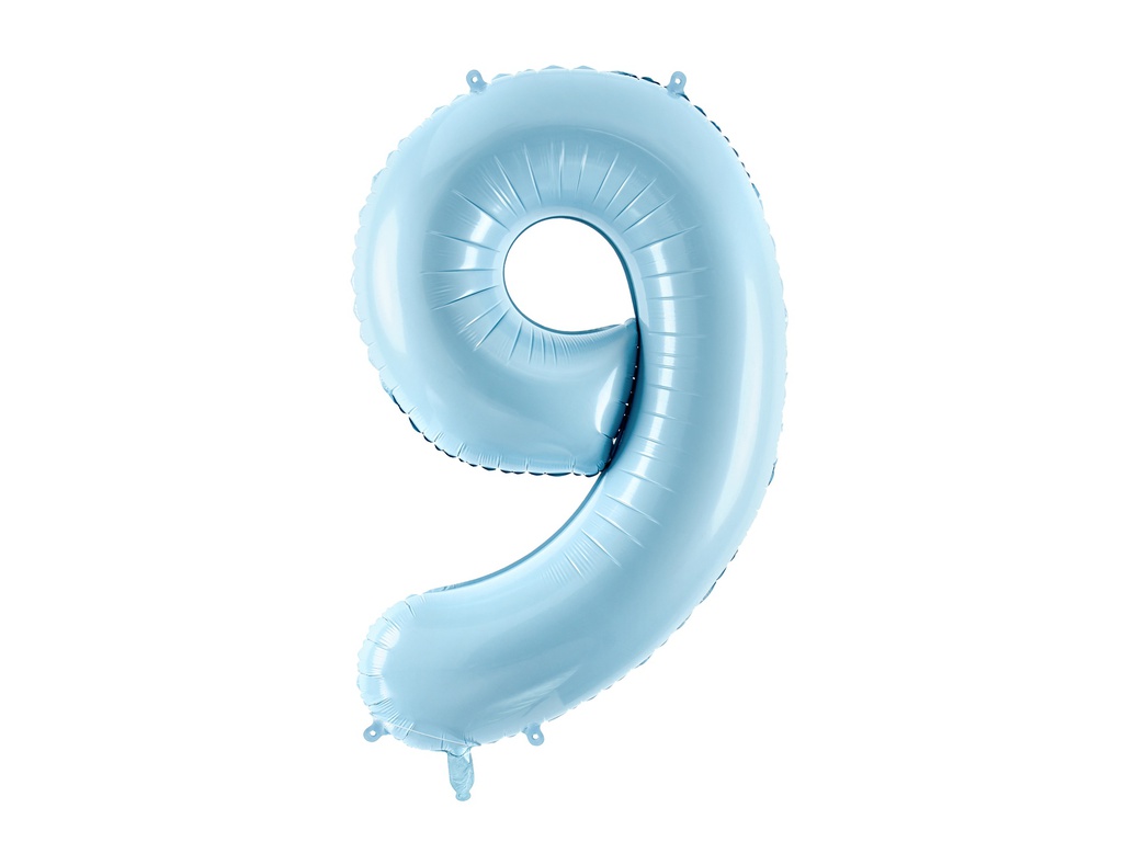 PD Foil Balloon Number ''9'' 86cm Light Blue 1pk