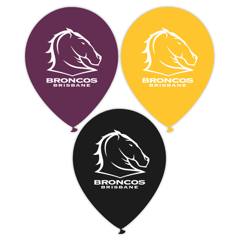 Broncos Printed 30cm Balloons 6pk