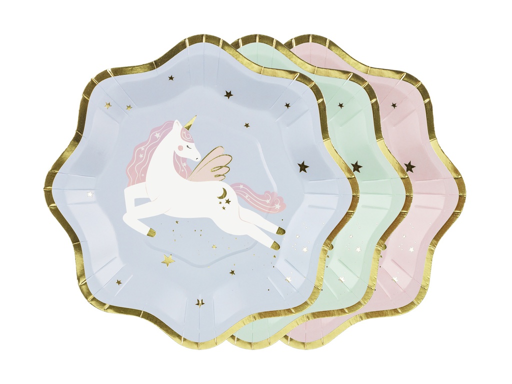 PD Paper Plates Unicorn 18cm 6pk