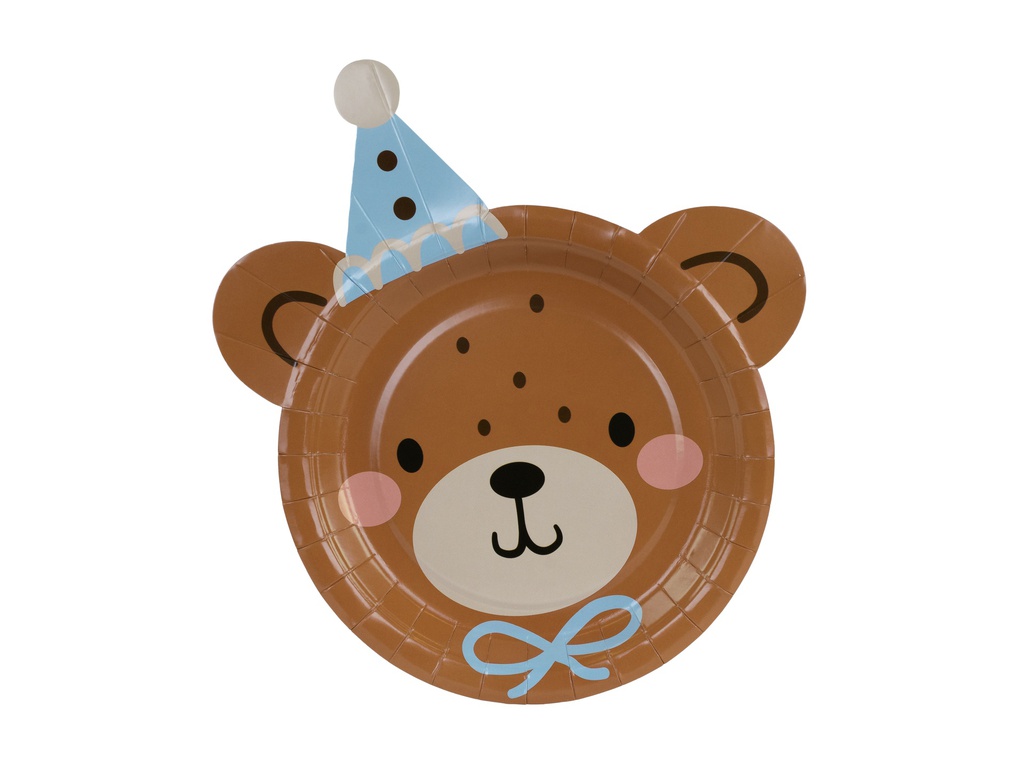 PD Paper Plates Teddy Bear 21x23cm 6pk