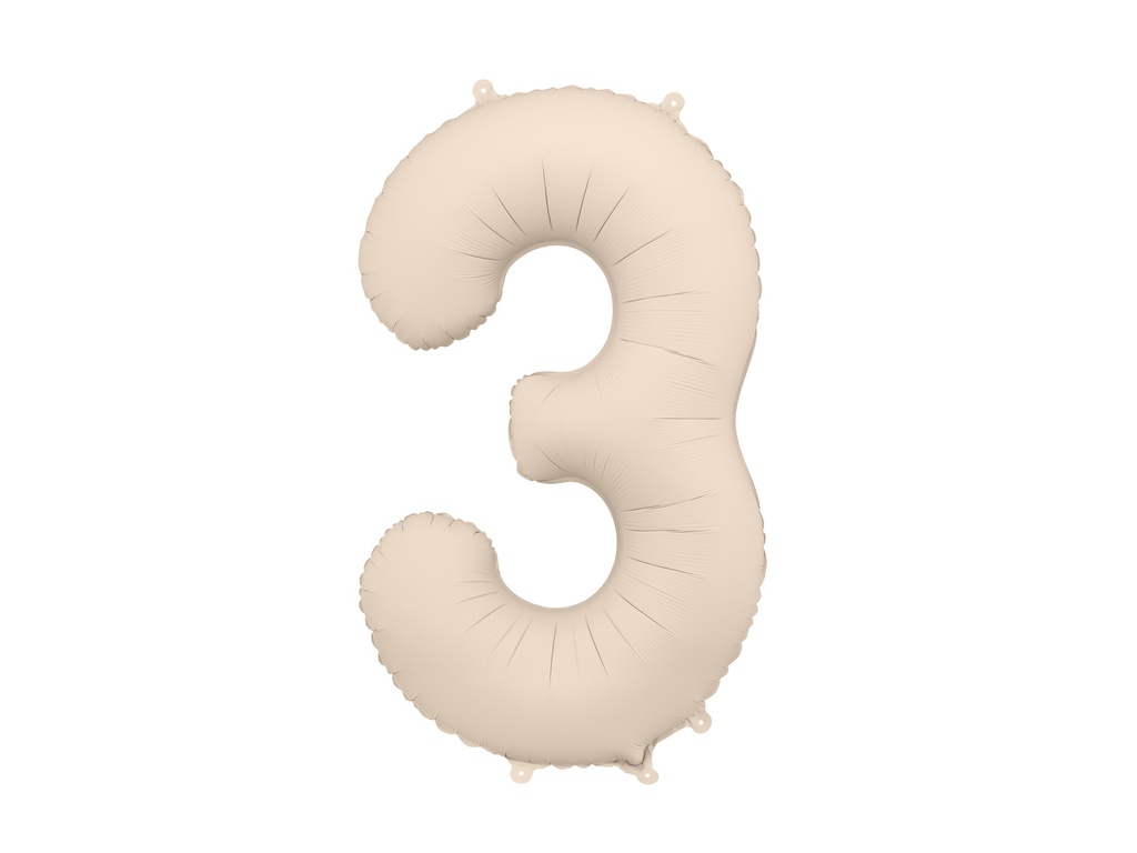 PD Foil Balloon Number #3 Beige/Grey 86cm 1pk