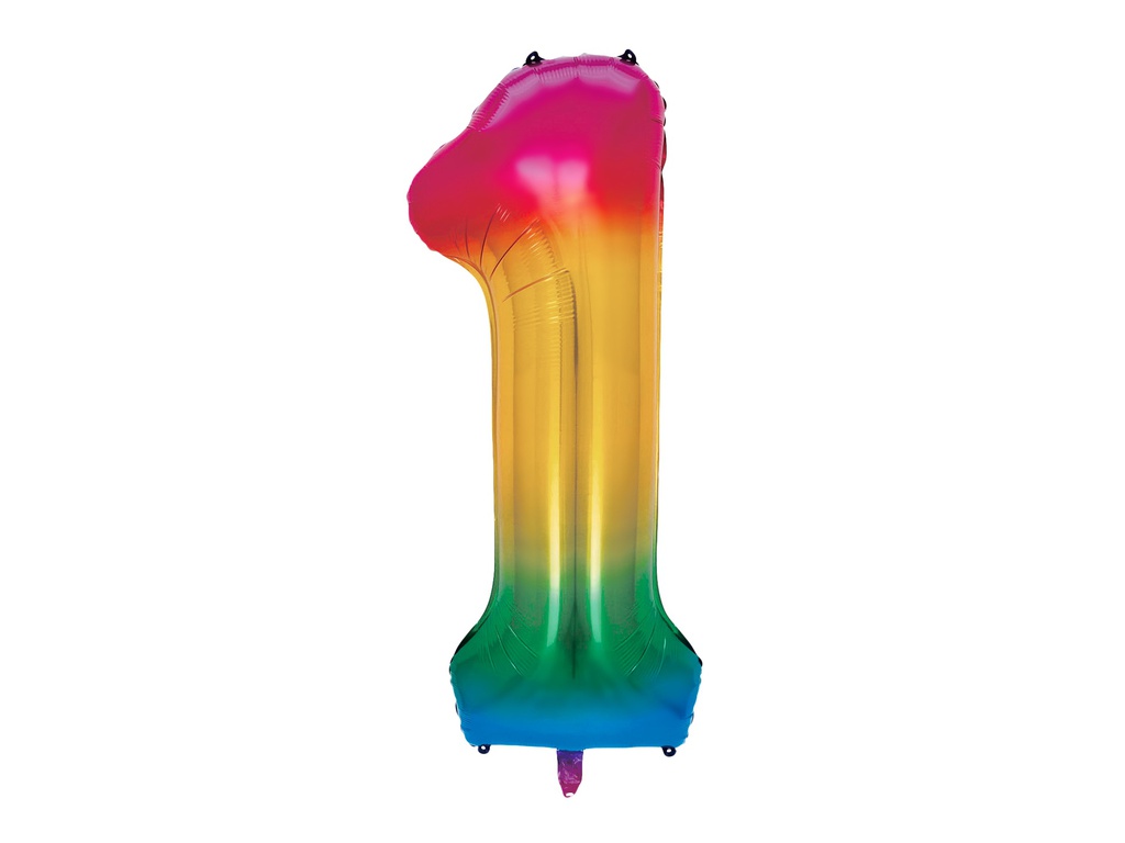 PD Foil Balloon Number #1 Rainbow 86cm 1pk