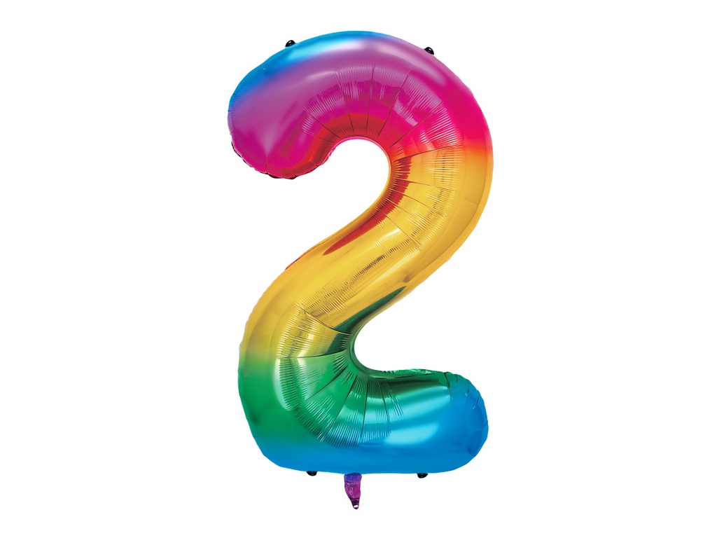 PD Foil Balloon Number #2 Rainbow 86cm 1pk