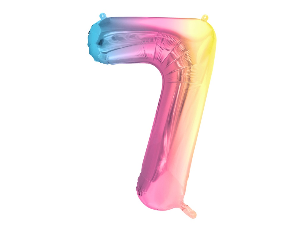 PD Foil Balloon Number #7 Pastel Rainbow 86cm 1pk
