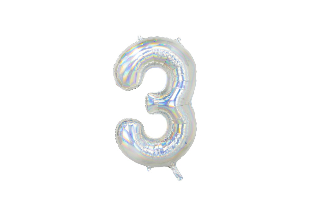 PD Foil Balloon Number #3 Iridescent 86cm 1pk