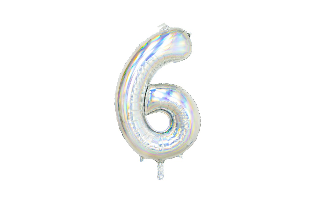 PD Foil Balloon Number #6 Iridescent 86cm 1pk