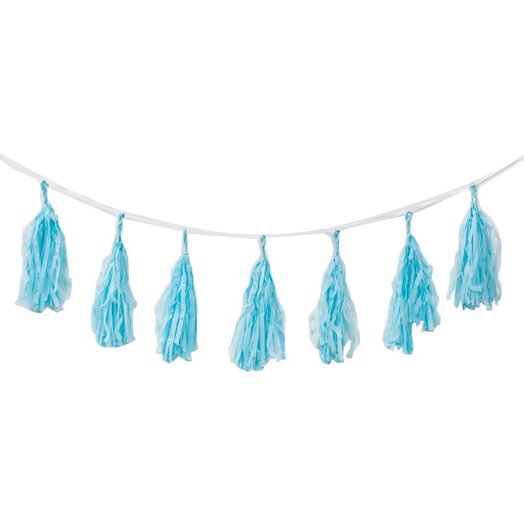 FS  Tassel Garland Pastel Blue 3m 12 pk