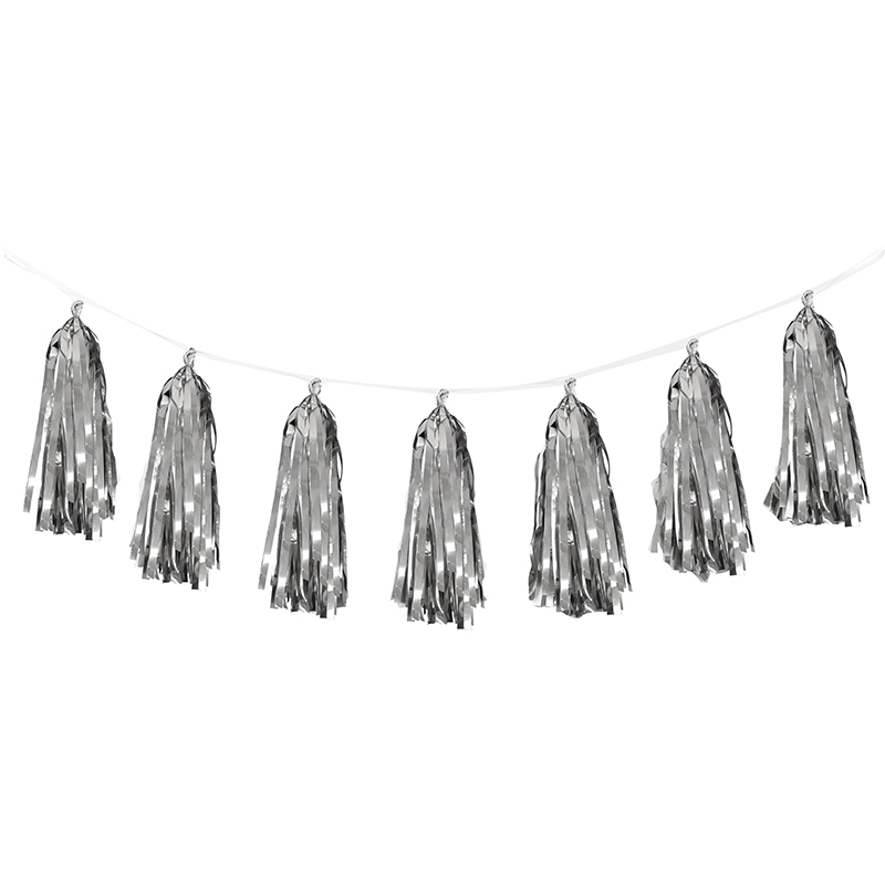 FS  Tassel Garland Silver 3m 12 pk