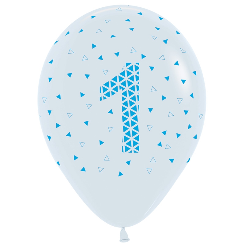 1st Geo Fashion White 30cm AOP Blue Ink 50pk