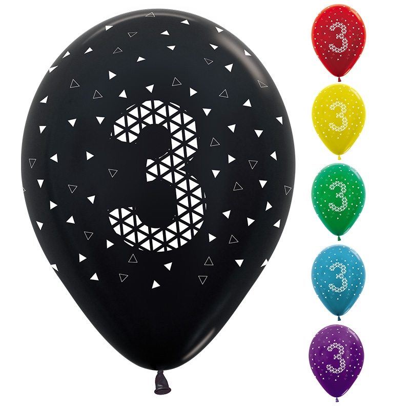3rd Geo Metallic Assorted Colour AOP 30cm 50pk