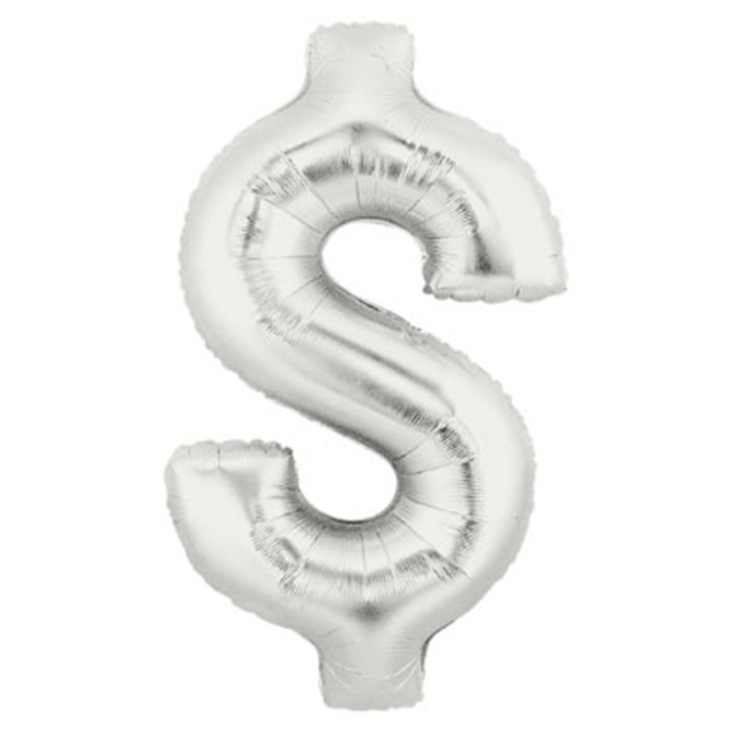 Megaloon $ Dollar Silver Foil Balloon 40&quot; 1pk
