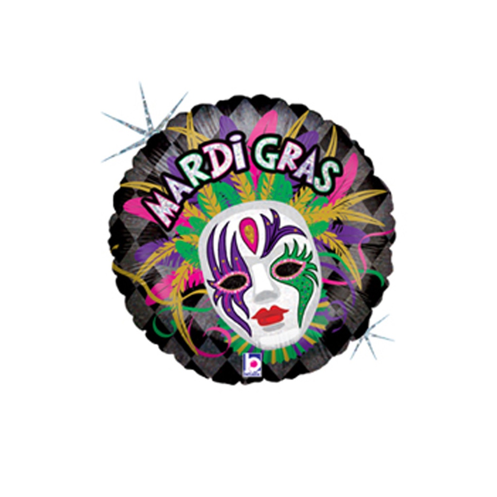 Mardi Gras 18/45cm Holo Rnd Foil (N)