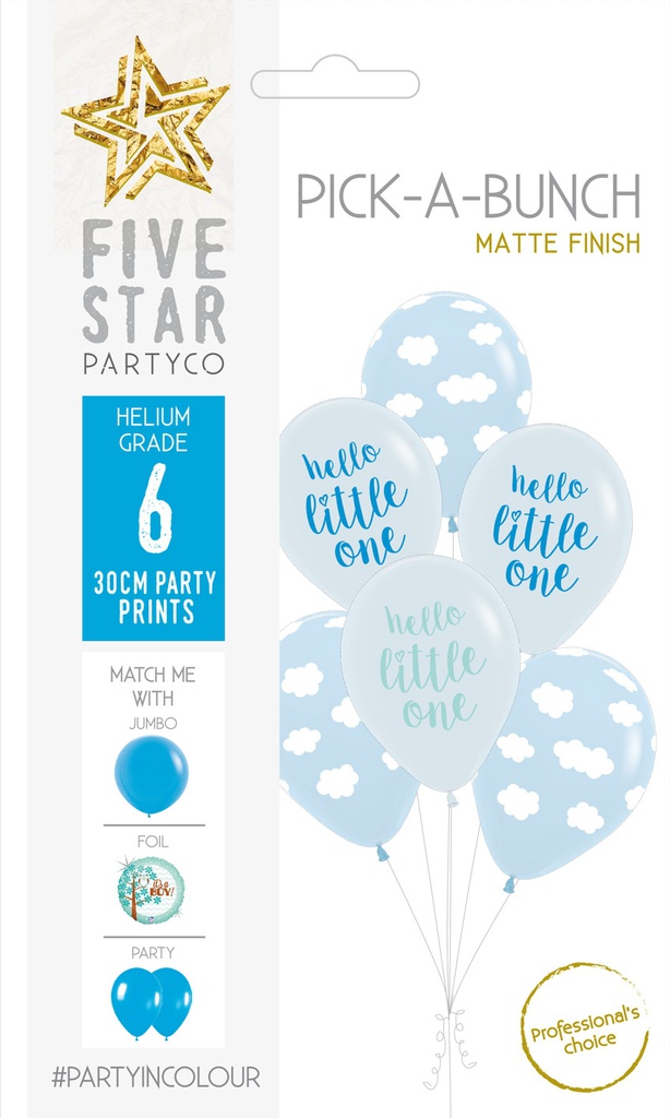 PICK-A-BUNCH Hello Baby Boy 30cm  Blue 6pk