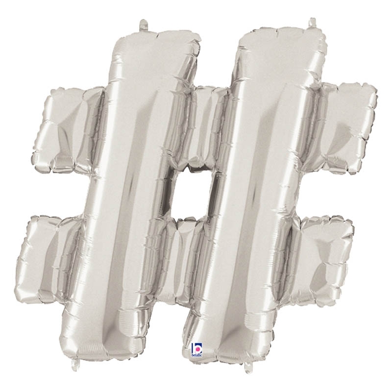 Megaloon hashtag Silver Foil Balloon 40&quot; 1pk