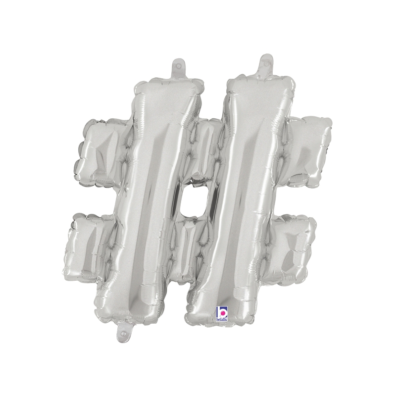 M/loon Jnr. Hashtag  Silver Foil 14&quot; Valved 1pk