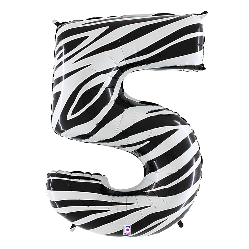 Megaloon 5 Zebra Foil Balloon 40&quot; 1pk