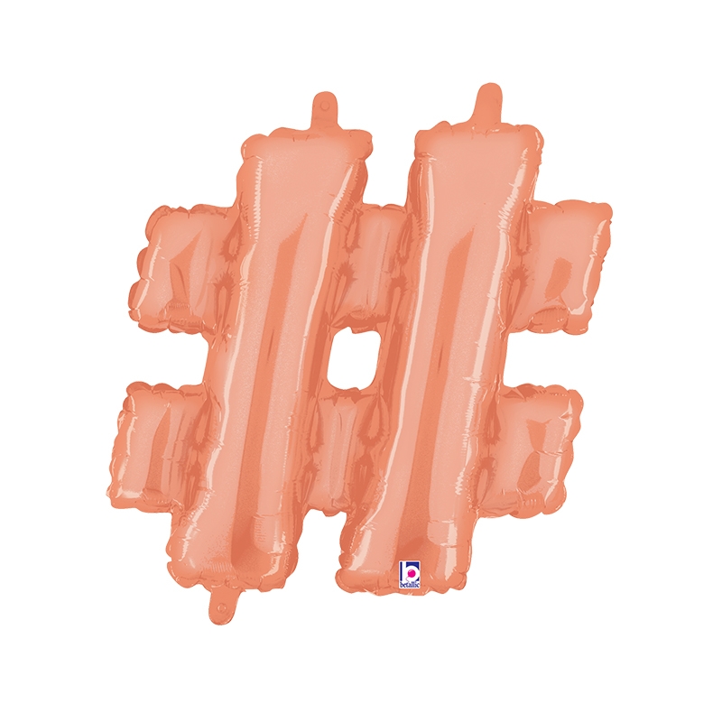 M/loon Jnr. Hashtag Rose Gold Foil 14&quot; Valved 1pk