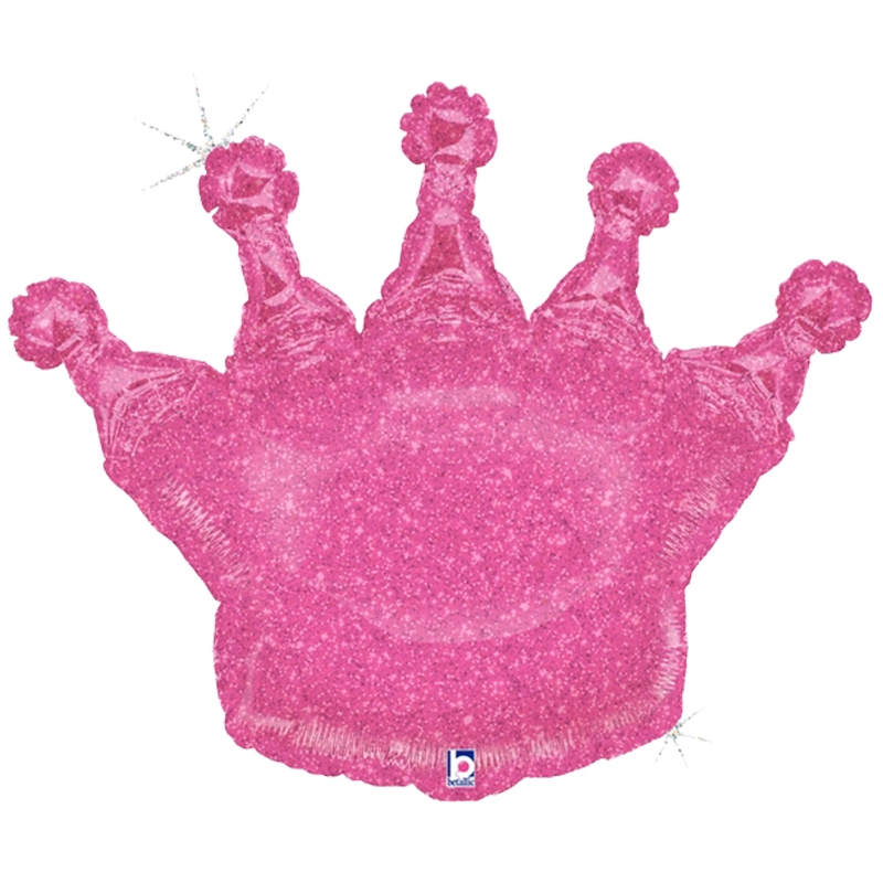 Shape Holo Glittering Crown Pink Foil 36&quot; 1pk